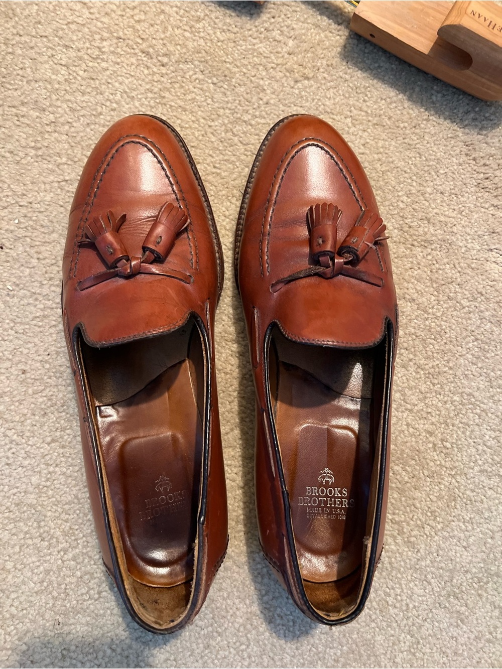 Brooks Brothers Cognac Leather Tassel Loafers